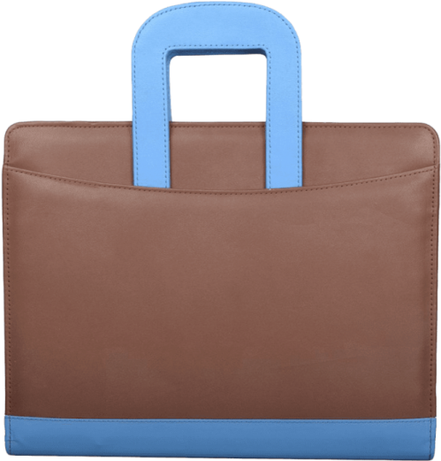 an image of a brown and blue bag