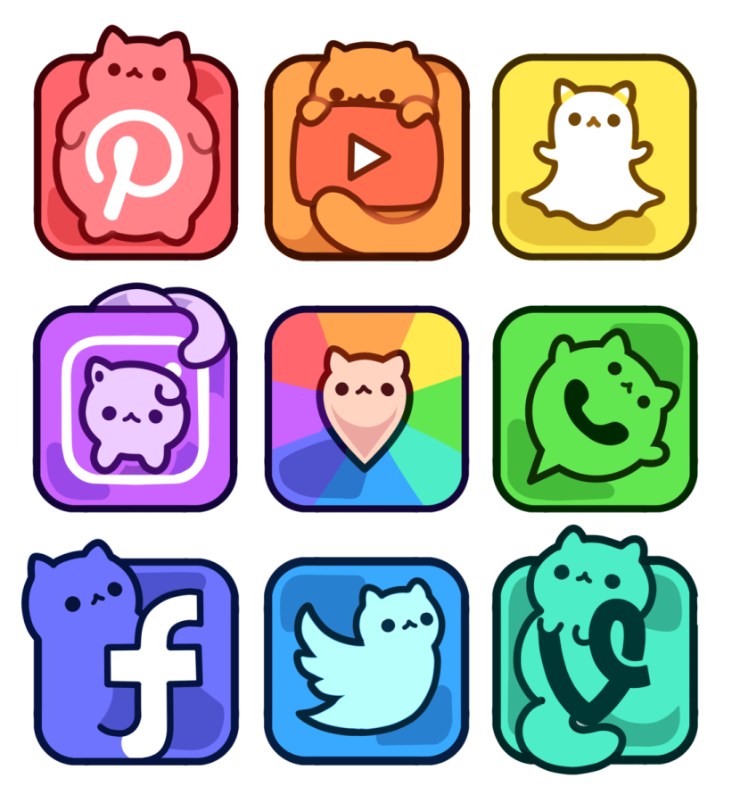 a set of different colored app icons