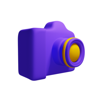 a purple camera on a white background