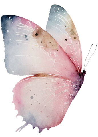 a watercolor painting of a pink butterfly