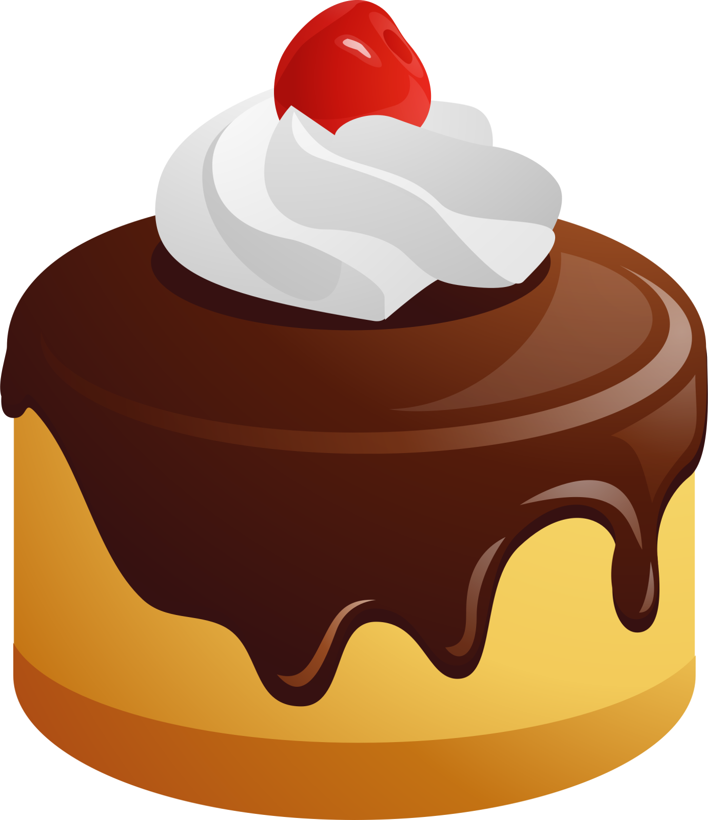 a chocolate cake with whipped cream and cherry on top
