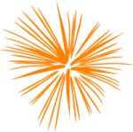 a yellow star burst on white background