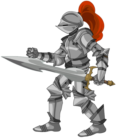 a knight with a sword and helmet
