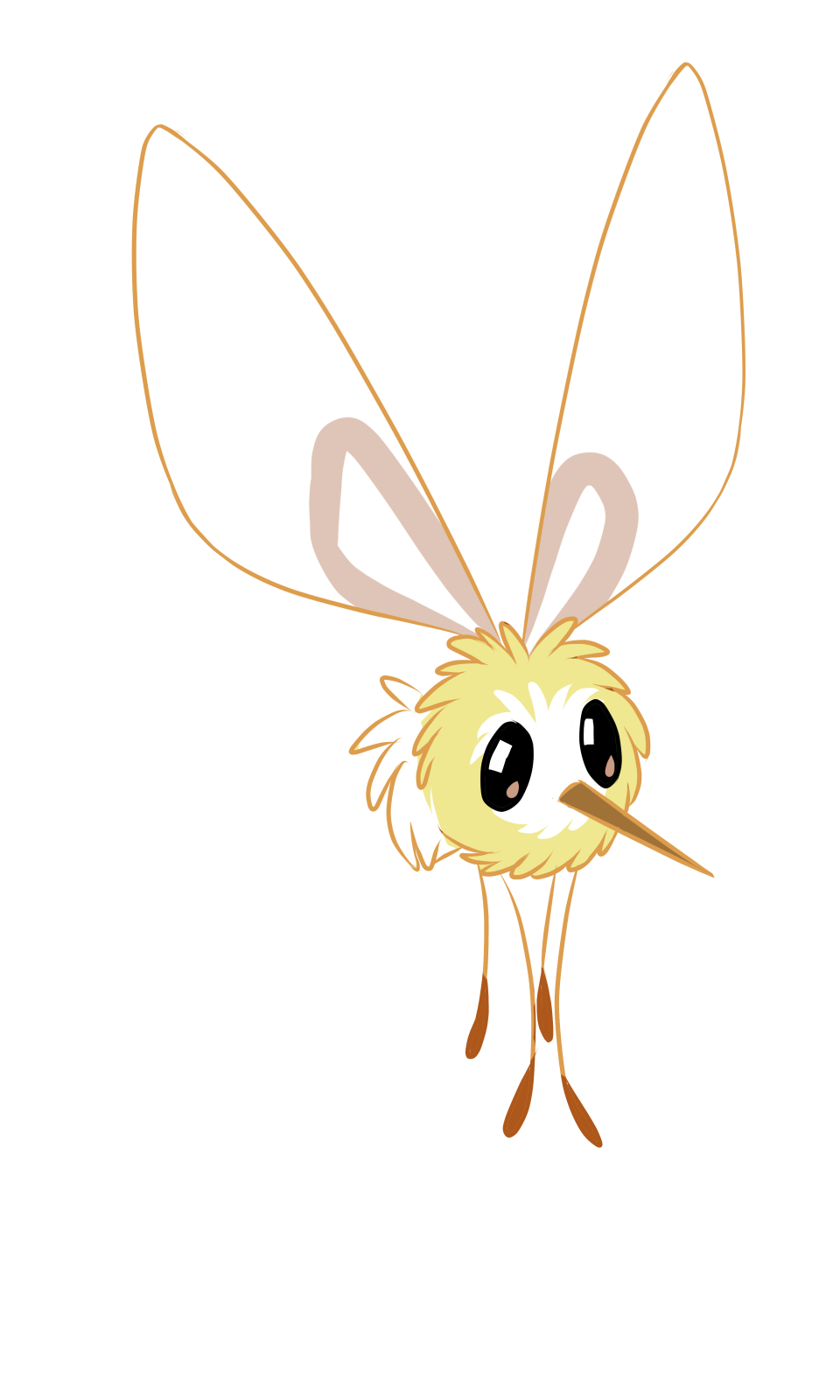 a drawing of a bee with big eyes
