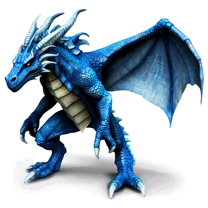 a blue dragon with its wings spread out