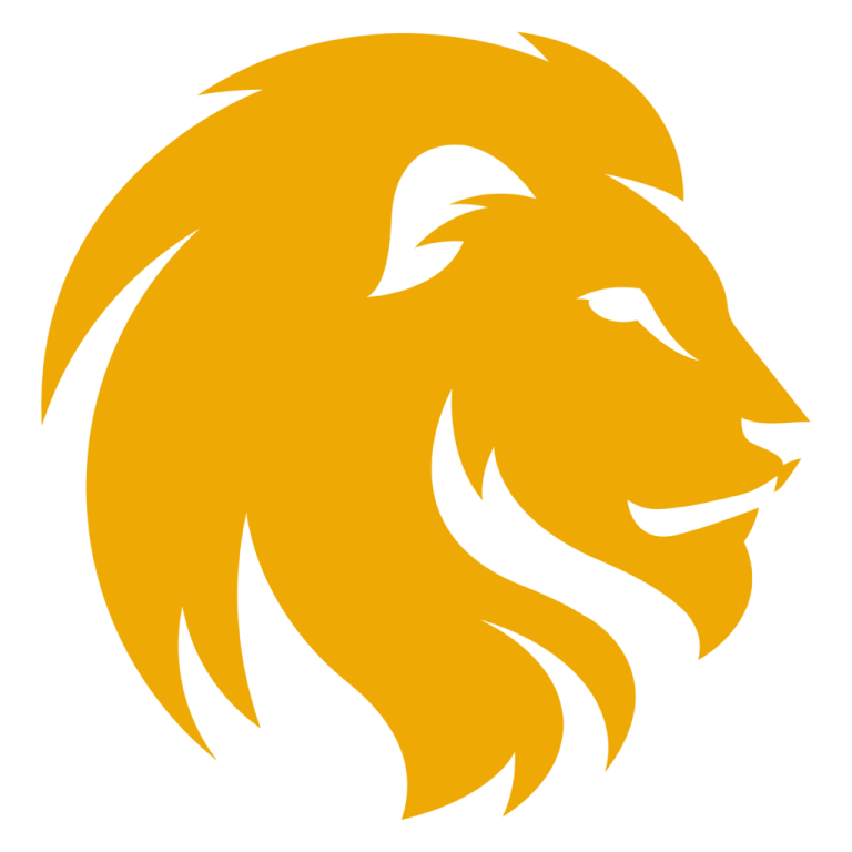a lion head with a white background