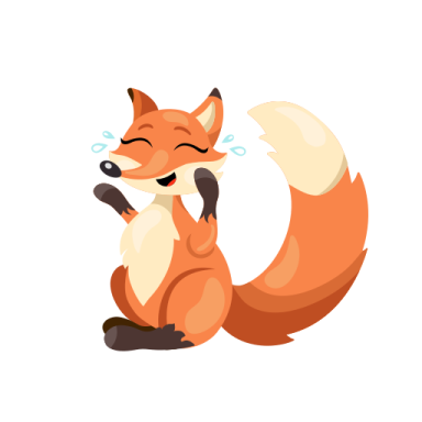 a cartoon fox sitting on the ground with its eyes closed