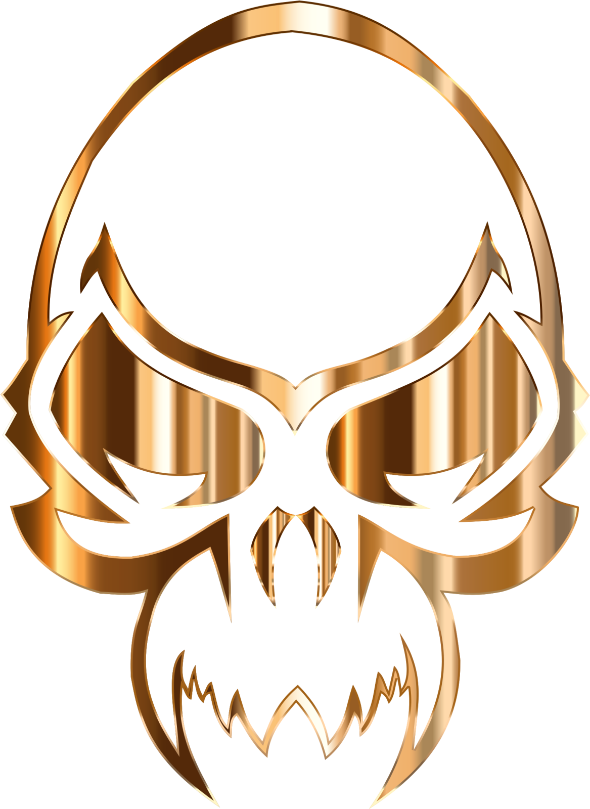an image of a gold skull with fangs