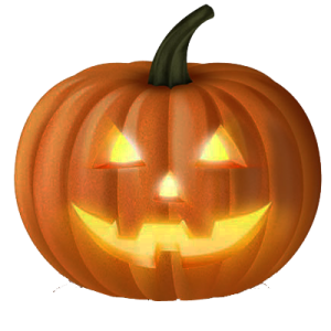 a halloween pumpkin with glowing eyes
