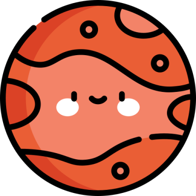 an orange planet with a smiley face