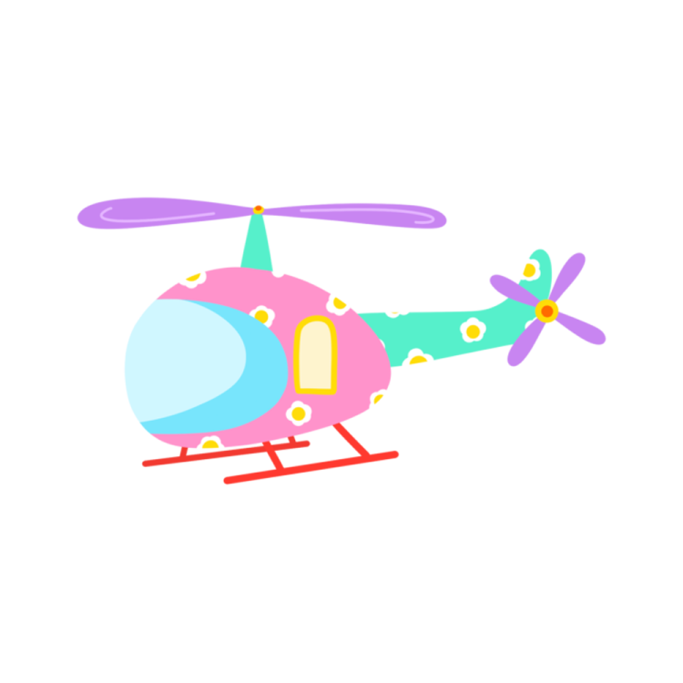 a pink and blue helicopter on a white background
