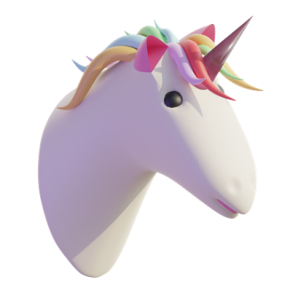 a unicorn's head with colorful manes
