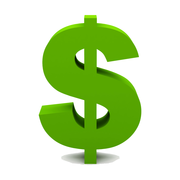 a green dollar sign on a white background