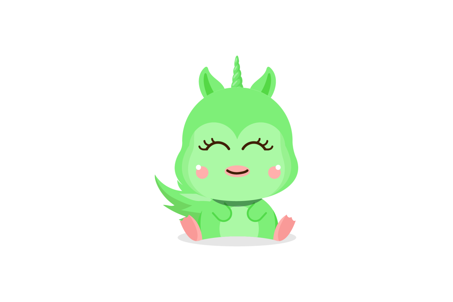 a green dragon sitting on the ground with its eyes closed