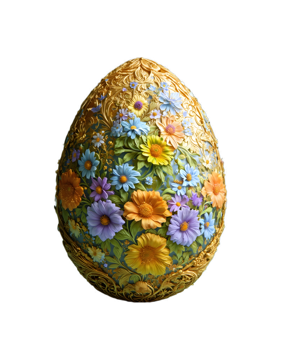 an easter egg decorated with flowers and leaves