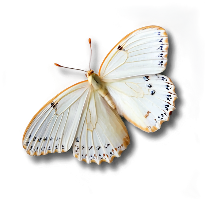 a white butterfly with black spots on its wings
