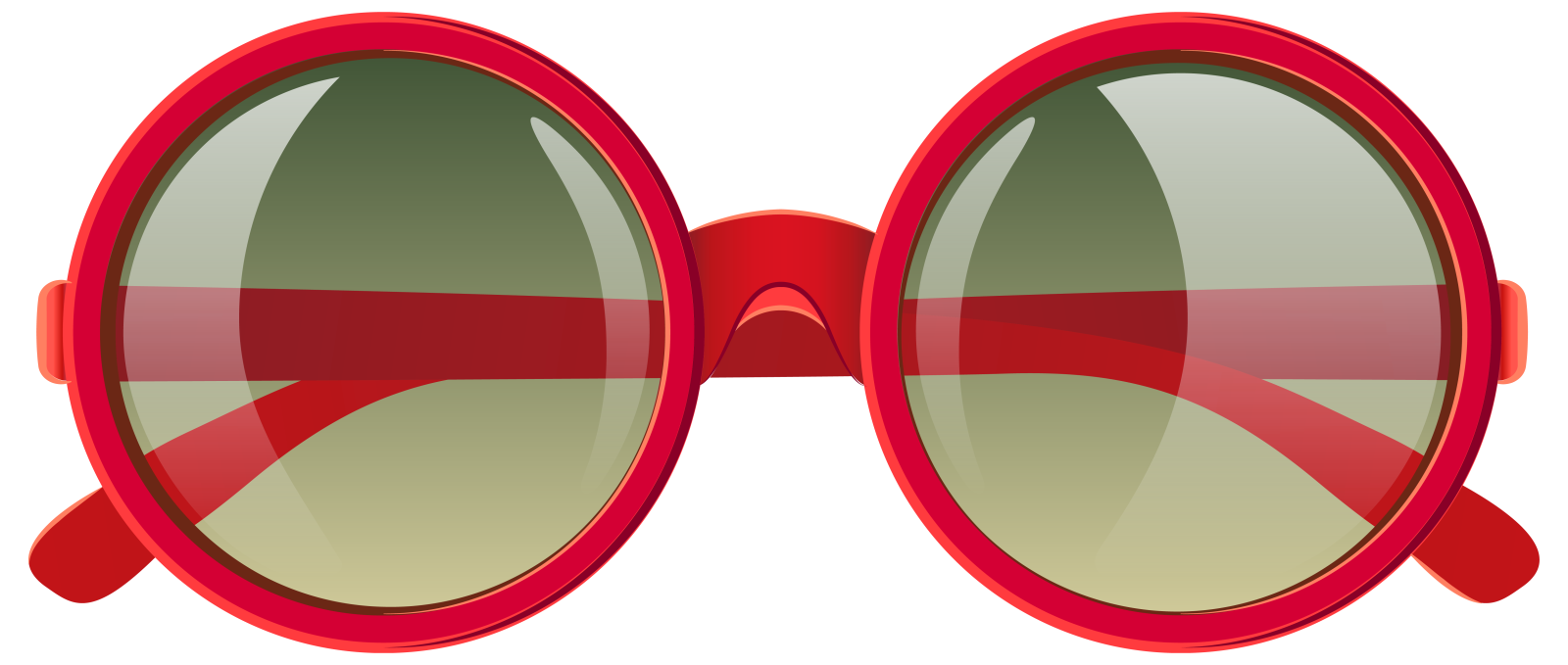 a pair of red sunglasses with green lenses