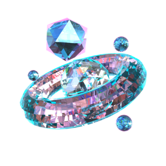 a pink and blue ring with diamonds on it