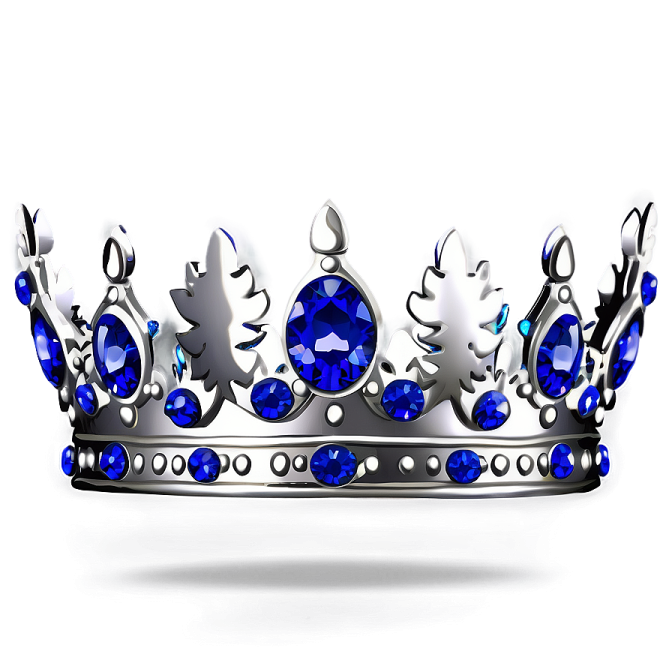 a silver crown with blue crystals on it