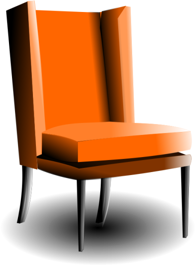 an orange chair on a white background