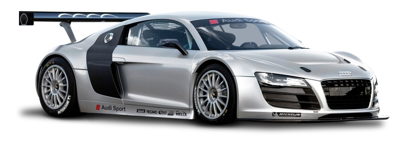 a silver audi sports car on a white background