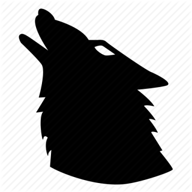 a wolf head silhouetted on a white background