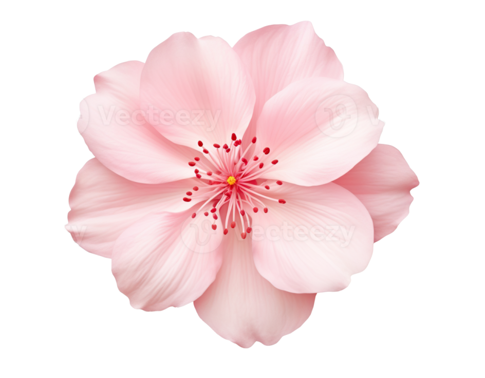 a pink flower on white background