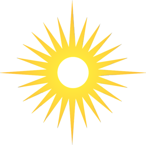 a yellow sun on a white background