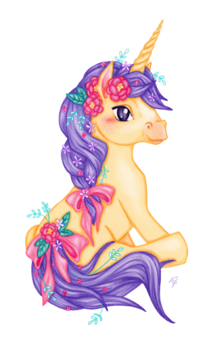 a drawing of a unicorn sitting on the ground