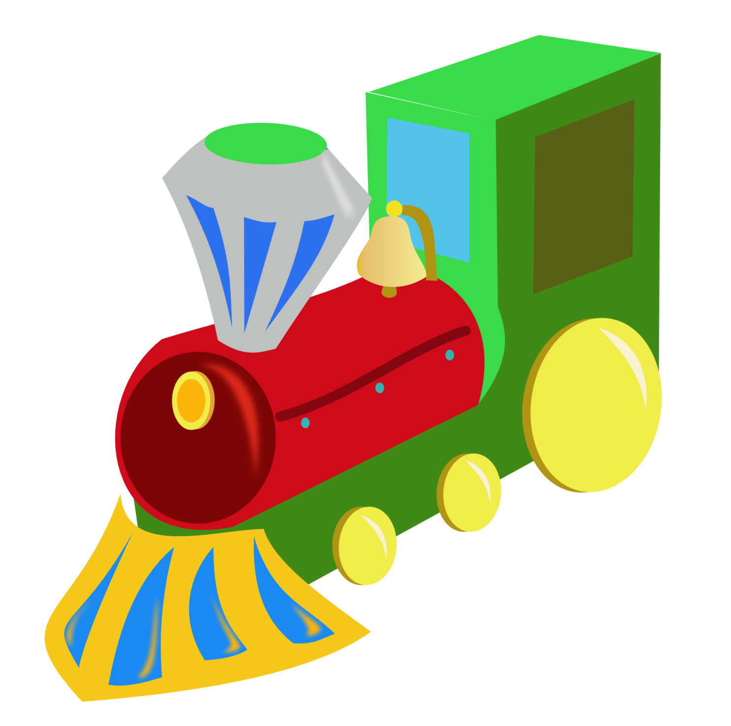 a toy train that is red and green