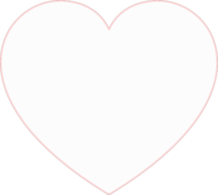 a white heart with pink outline
