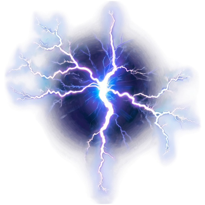 a blue lightning bolt on a white background