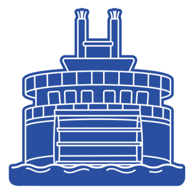 a blue and white image of a large ship