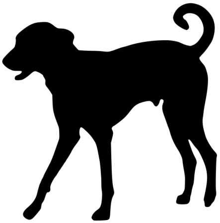 a black and white silhouette of a dog