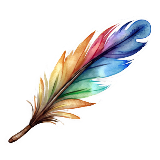 a colorful feather on a white background