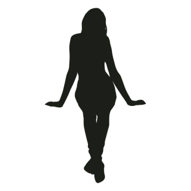 a silhouette of a woman in black and white