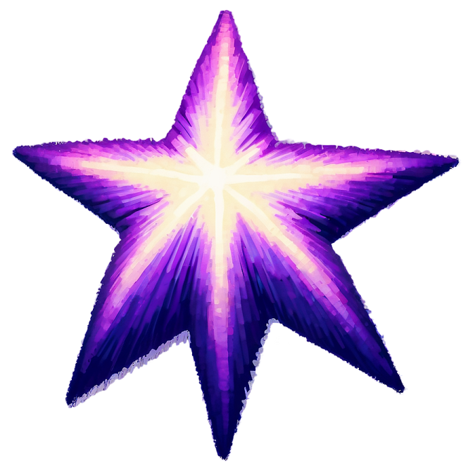 a purple star on a white background