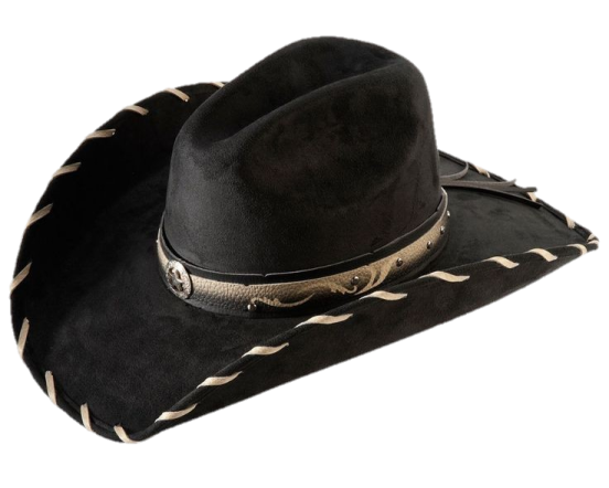 a black cowboy hat on a white background