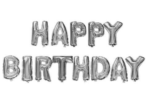 silver happy birthday foil balloons