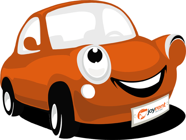 an orange car with a smiling face