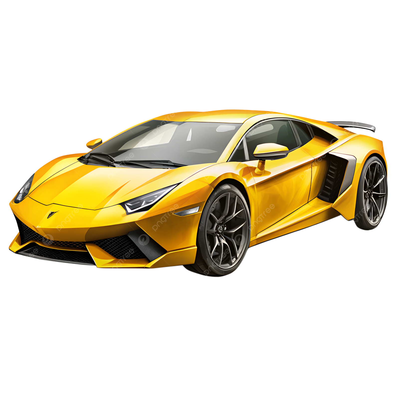 a yellow sports car on a white background