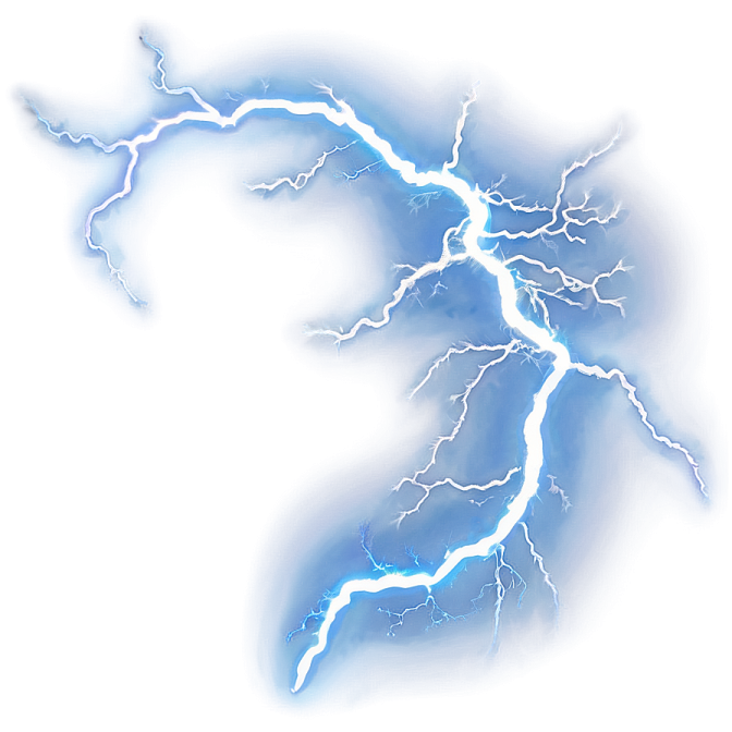 a blue lightning bolt on a white background