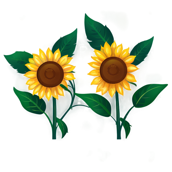 two sunflowers on a white background