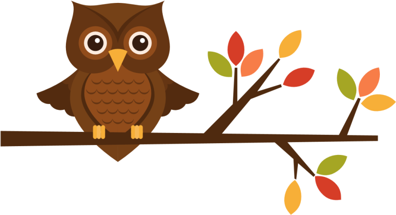 an owl sitting on a branch with leaves