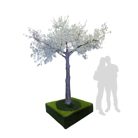 a 3d model of a tree with white leaves