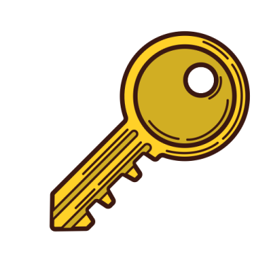 a yellow key with a white background