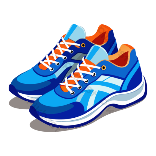 a pair of blue and orange sneakers
