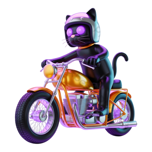 a cat is riding on a motorcycle
