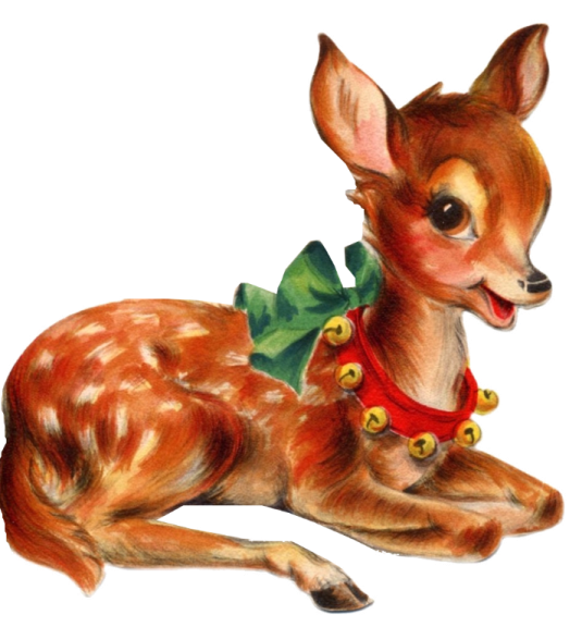 a drawing of a deer wearing a red scarf