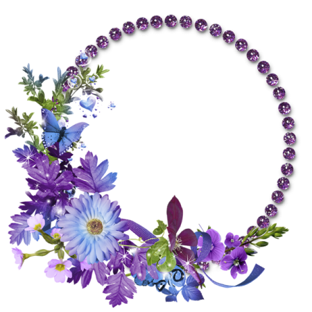 a necklace with purple flowers and green leaves